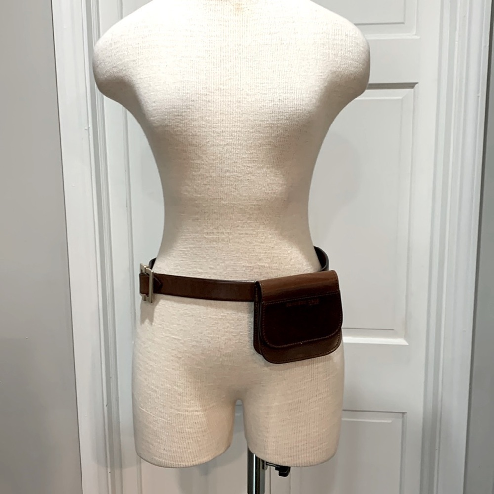 Kenneth Cole sz S brown leather belt with small purse